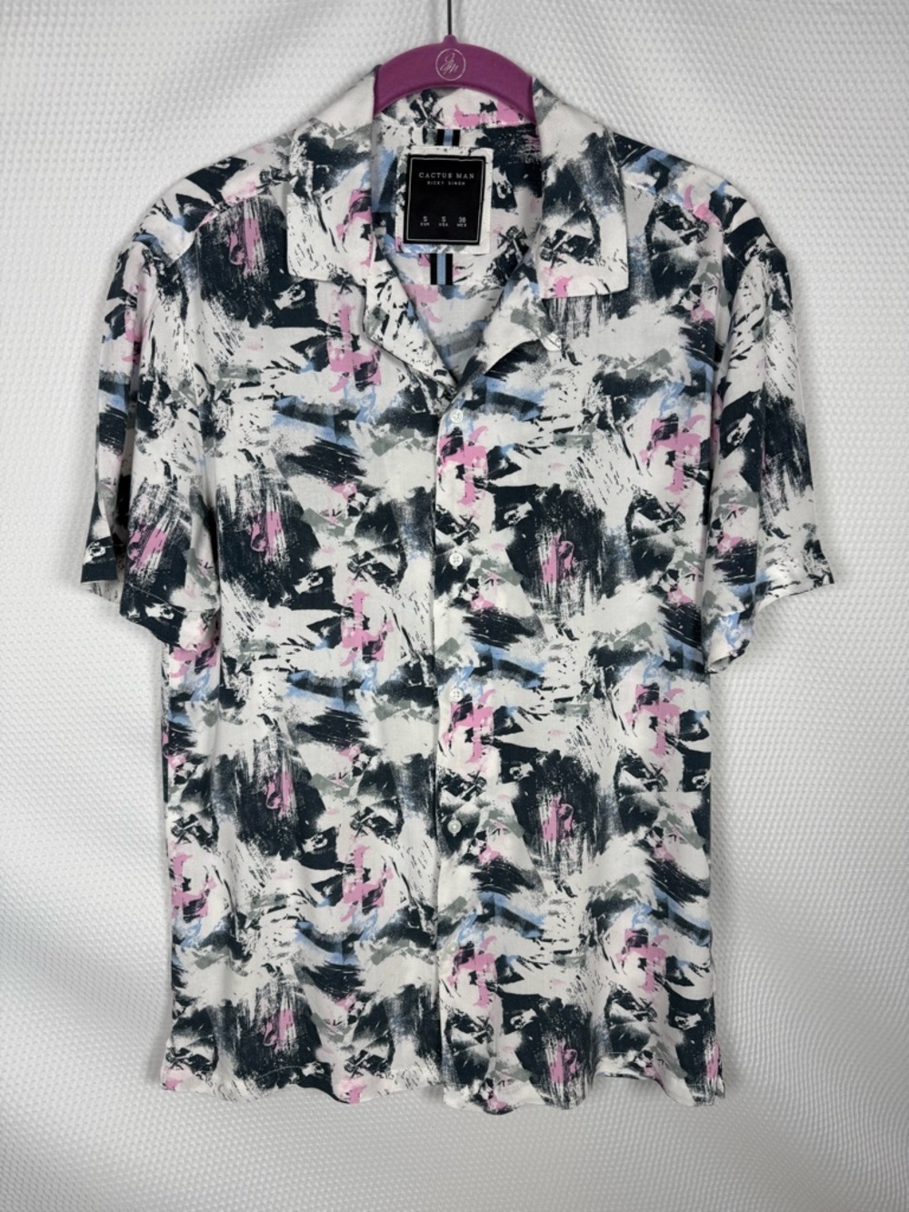 Cactus Man Ricky Singh Sz Small Abstract Brushstroke Button-Up Men’s Shirt - Picture 13 of 13
